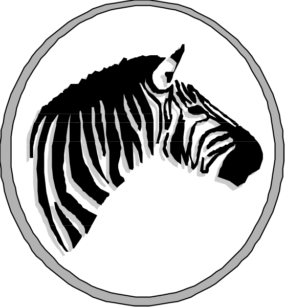 The image shows two different logos: on top left there's a logo with an animal silhouette inside it; below that is another logo featuring only text without any images of people or animals.