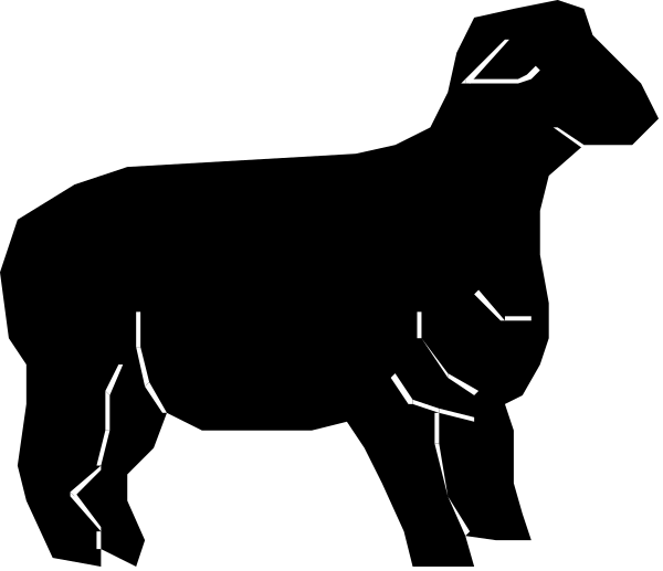 The image shows a black silhouette of an animal with its head turned to look at something offscreen against a dark background.