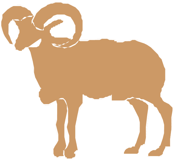 The image shows two stylized rams with curved horns against a white background; there is no text present in this clip-art illustration.