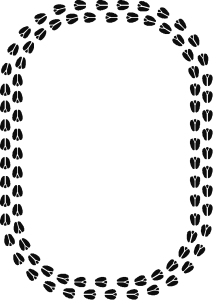 The image shows a black silhouette of footprints on sand with no other discernible features visible due to its small size.