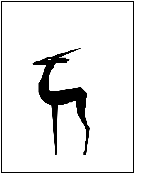 The black and white logo features a giraffe silhouette with its neck extended upwards to form an abstract design that could be interpreted as wings on either side of it's head; this is set against a square background, possibly indicating some sort of brand or company identity symbolized by the animal.