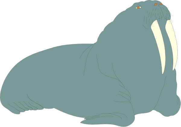 The image shows a cartoon of an elephant with tusks sitting on its hind legs next to another smaller animal that appears similar but is lying down in front of it; both have large ears typical for their species, and there's no text present within this small clip-art piece.