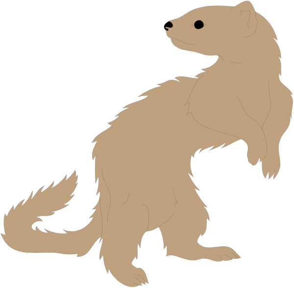 The image shows a cartoon of an otter standing upright on its hind legs with front paws raised as if it's waving at something in the distance.
