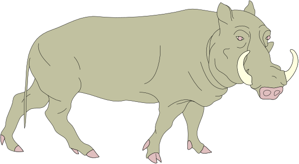 The image shows a cartoon of two hippos walking side by side on what appears to be land with grassy areas in between patches of dirt.