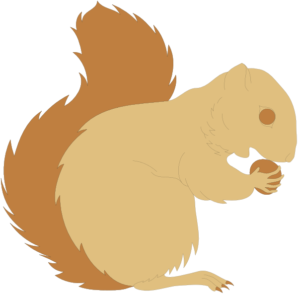 The illustration depicts a cartoon squirrel with an acorn between its paws sitting next to another smaller squirrel that appears to be eating from it's hand in front of them both is a tree trunk, and there seems to be some kind of text or writing on the image.