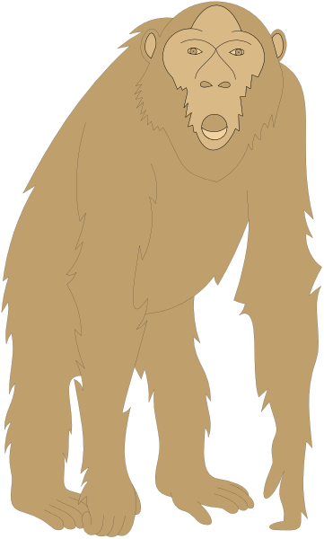 The image shows a cartoon of an orange gorilla standing upright on two legs with its mouth open as if speaking.