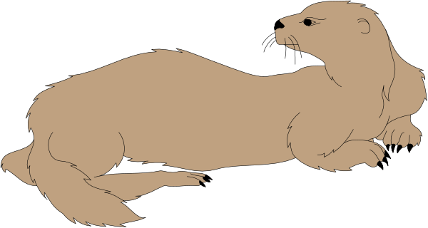 The black and white illustration shows a brown bear lying down with its head resting on an unseen surface while looking towards something off-frame to the right of itself.