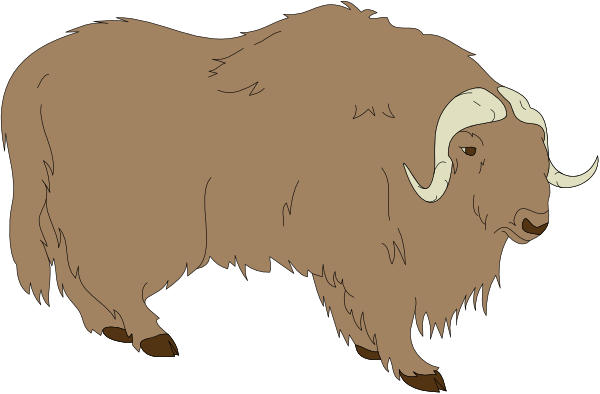 The image shows two cartoon bison standing side by side against a black background with white outlines; there is no text present in this clip-art illustration.