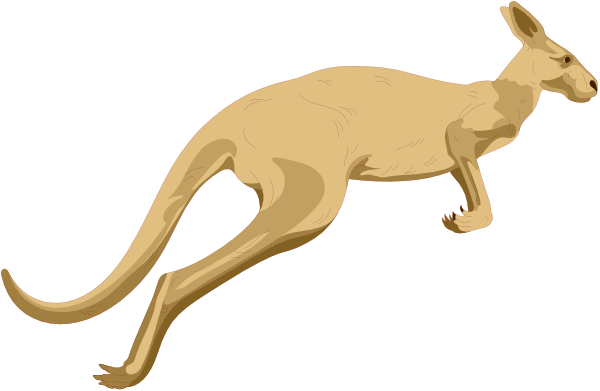 The image shows a cartoon kangaroo running on its hind legs with an arrow pointing to it from above left corner of frame.