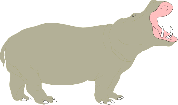 The image shows a cartoon of an elephant with its trunk open wide as if roaring at another animal that is partially visible on the right side; both creatures appear to be in motion against a dark background, suggesting movement and action between them.