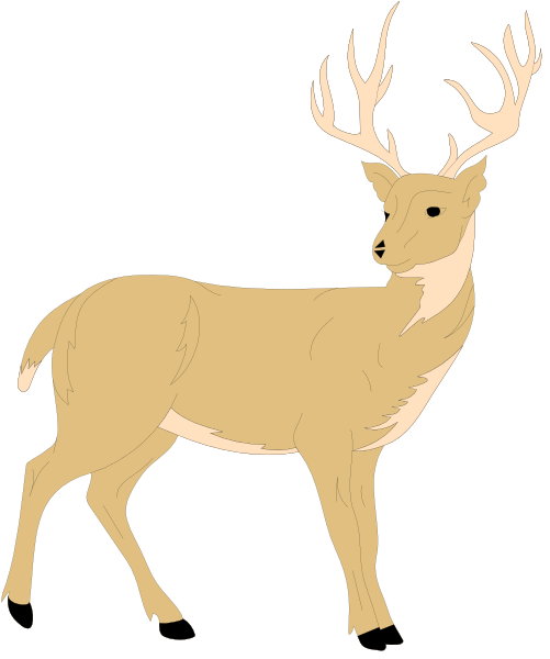 The image shows a stylized illustration of an adult deer with antlers standing against a black background on what appears to be a digital display screen that has been overlaid onto another graphic element resembling a window frame, creating a layered effect where only part of the animal is visible.