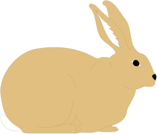 The image shows a cartoon of two rabbits: an adult bunny with long ears sitting upright on its hind legs next to a smaller baby bunny lying down in front of it against a black background, which is typical for clip-art images that often have plain backdrops without any additional context or setting.