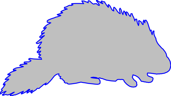 The image shows a beaver with its mouth open against a black background.