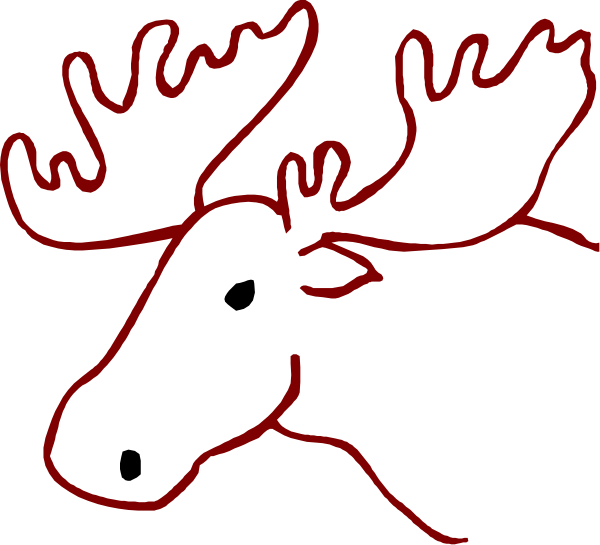 The image shows a cartoon of an adult moose with antlers against a black background.