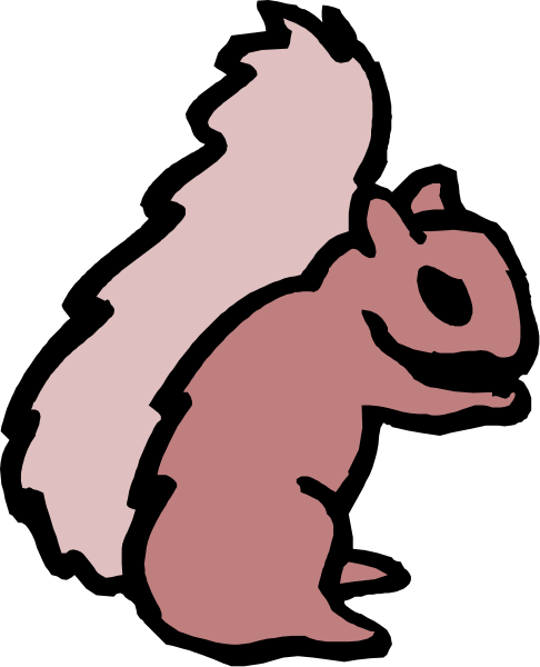 The image shows a stylized graphic of an animal that resembles both a squirrel and chipmunk with its tail curled around it's body; there is no text present in this clip-art illustration, which has been rendered as black on white or vice versa.