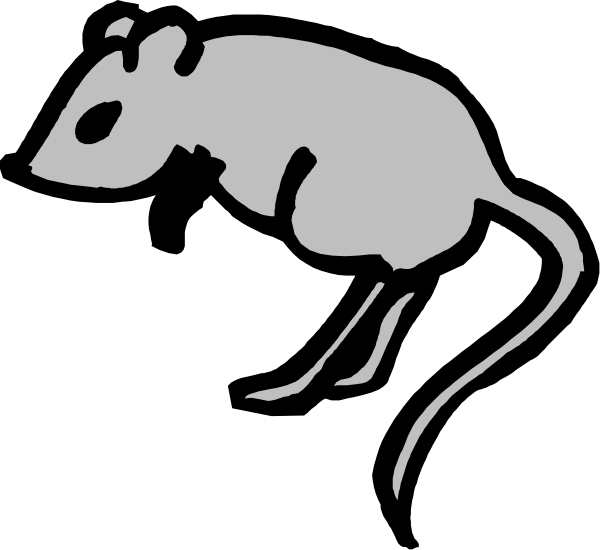 The black silhouette of a mouse on its hind legs against a white background with no other visible elements to provide context for location or action.