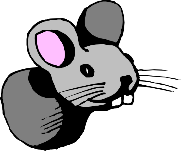 The black and white cartoon features a mouse with large ears sitting on top of another smaller mouse that is also gray but has no visible eyes; both mice have pink noses.