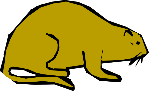 The image shows a cartoon of an otter sitting on its hind legs with two front paws raised as if it's waving at something in the distance.