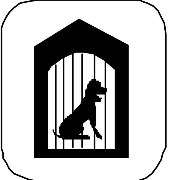 The logo features a black silhouette of an animal inside a cage with bars on all sides except for the top right corner where there is no bar.