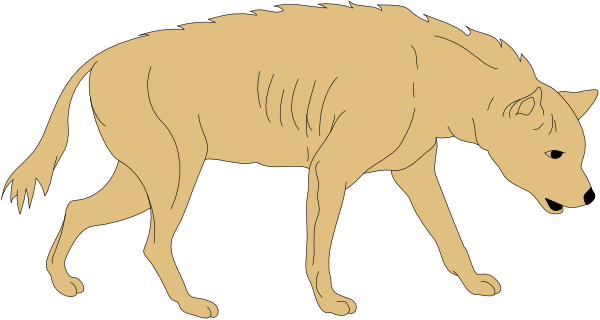 The image shows a cartoon wolf walking on all fours with its mouth open as if growling at something off-screen to the right of it.