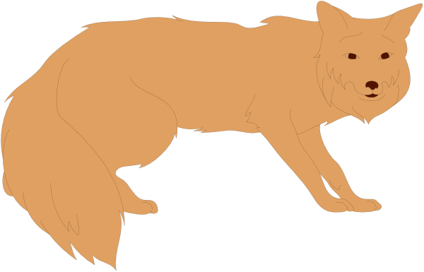 The image shows a cartoon of an orange wolf with its mouth open as if it's howling at another smaller animal that is also depicted in red coloring but without any features to identify what kind of creature it might be, set against a black background.