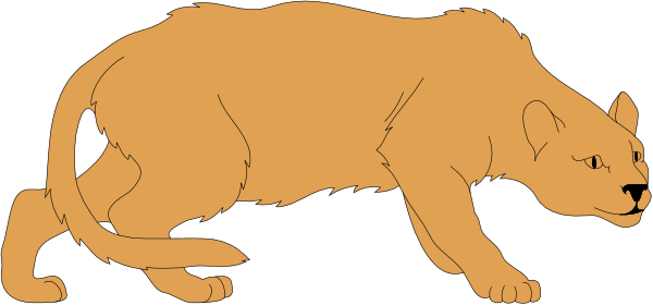 The image shows a cartoon of an orange panther with its mouth open as if roaring, standing on two legs in front of what appears to be a black background that has some white text at the bottom left corner which is too small and blurry for me to read accurately.