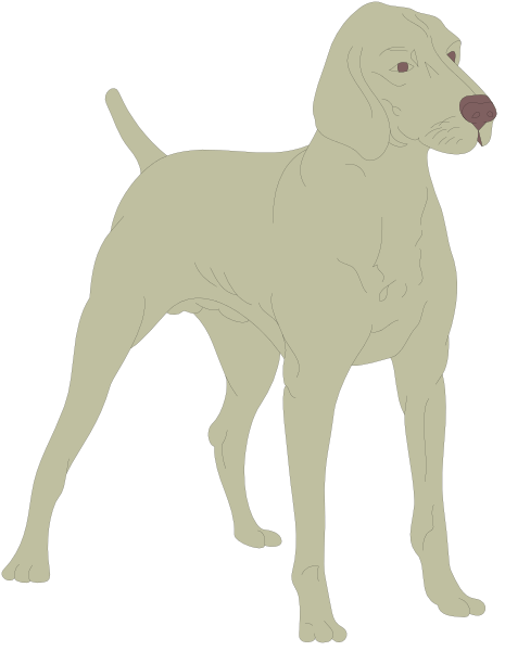 The image shows a cartoon of an adult dog standing on its hind legs with front paws raised as if it's waving at something off-camera.