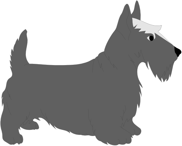 The black and white silhouette of a dog standing next to another smaller figure that appears humanoid but is likely an anthropomorphic animal character with horns on its head; both figures have their backs turned towards each other, suggesting interaction between them in what could be interpreted as a stylized outdoor setting.