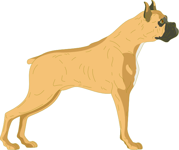 The image features a cartoon depiction of an adult dog standing upright on its hind legs with front paws raised as if it's walking like a human being in profile view against a plain background.