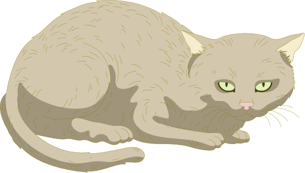 The image shows a cartoon cat sitting on its hind legs with an expression of surprise or curiosity while looking to the side.