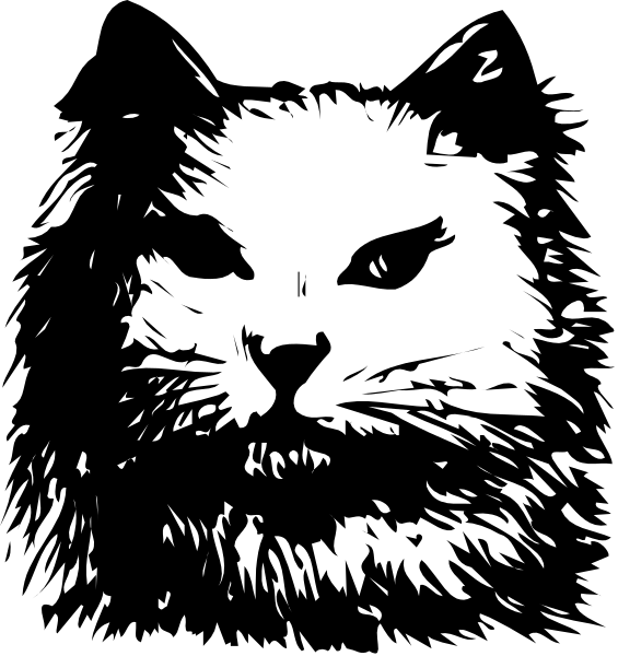 The black and white photo shows a blurry cat with its mouth open as if it's meowing loudly against an indistinct background that appears to be outdoors during daylight hours due to lighting conditions, but no specific details about objects, people, animals or actions can be discerned from this image.