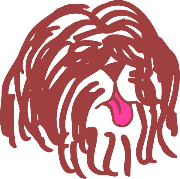 The image shows a cartoon of an animal with long hair that resembles human hair standing on two legs against a black background.