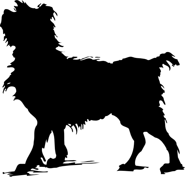 The black silhouette of a person standing on top of another figure that appears to be lying down against an indistinct background with no other discernible details visible in this small clip-art image.