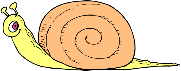 The image shows a cartoon snail with its shell open on top of what appears to be an orange surface, possibly representing cheese due to the context provided by "cheese" in parentheses above it.