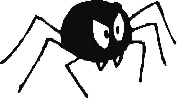 The black silhouette of a spider on its web against a dark background with white highlights for detailing.