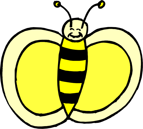 The image shows a black and white cartoon of two bees with wings spread out against an unseen background; there is no text present in this clip-art illustration.