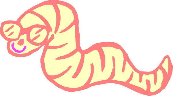 The image shows a cartoon of an animated caterpillar with googly eyes on its body.