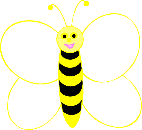 The image shows a cartoon of two butterflies with yellow wings; each has black antennae and is outlined in white against a dark background.