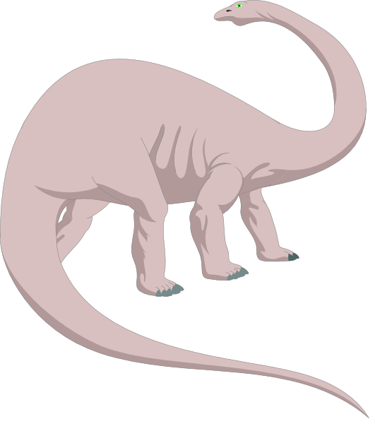 The image shows a cartoon of an anthropomorphic dinosaur standing upright on two legs with its arms outstretched as if it's walking forward against a black background.