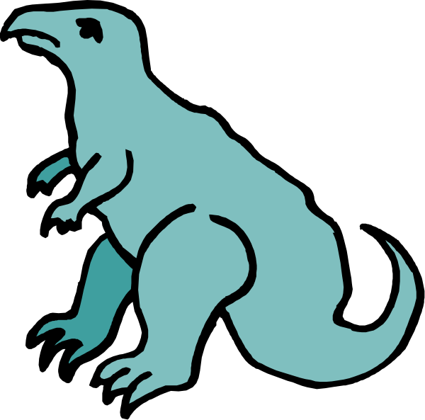 The image shows a cartoon of an alligator standing upright on two legs with its arms outstretched as if it's walking like a human being.