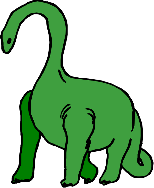 The image shows a green dinosaur standing upright on two legs against a black background with no other visible elements.
