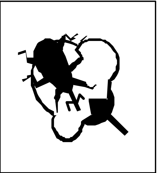 The image shows two distinct black and white illustrations: on top, a stylized icon of an insect with antennae; below it is another drawing that appears to be a simplified representation of human lungs within what looks like a chest cavity.