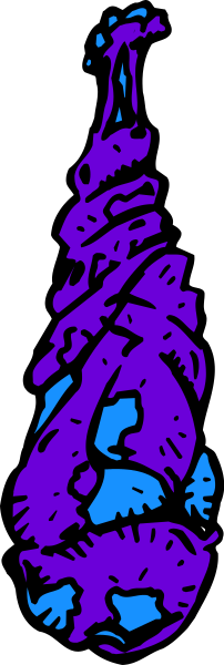 The image shows a purple bottle with blue spots on it against a gray background.