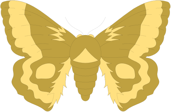 The image shows a stylized butterfly with yellow wings against a dark background.