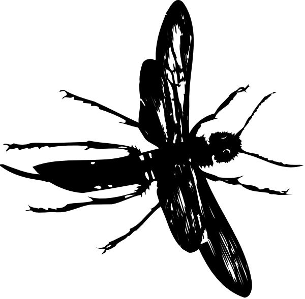 The black and white silhouette of a person holding an umbrella against raindrops with lightning strikes around them in what appears to be nighttime.