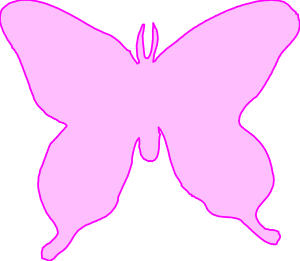 The image shows a pink butterfly with its wings open against a black background.