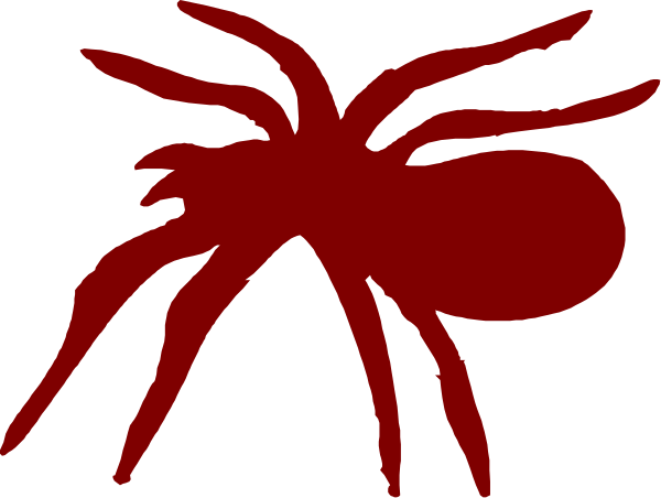The image shows a red spider with eight legs on top of an object that resembles a black surface against a gray background.