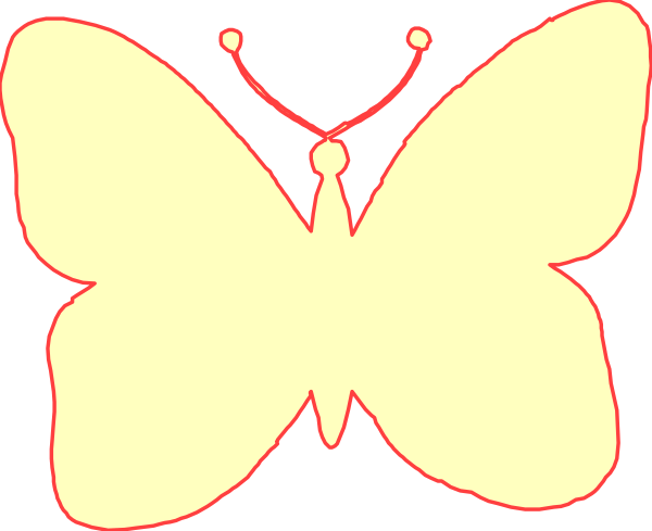 The image shows a simple black silhouette of two butterflies with red dots for eyes against an orange background.