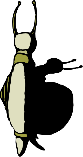 The image shows a black and white photo of an animated character standing against a dark background with their back to us; we can only see one arm raised in front of them as if waving.