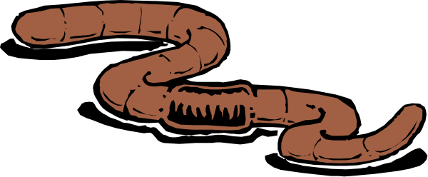 The image shows a cartoon of an alien creature with tentacles that resembles a snake slithering on what appears to be a planet's surface under a night sky.
